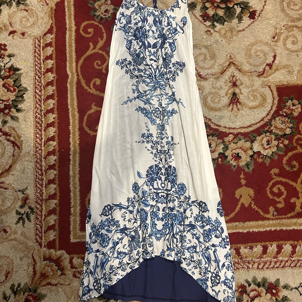 Chic High-Low Blue and White Skirt